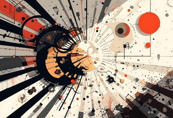 Poster - Abstract Geometric Composition with Radiant Design Elements