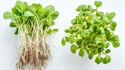 Poster - Fresh Soybean Sprouts With Roots and Green Leaves Generative AI