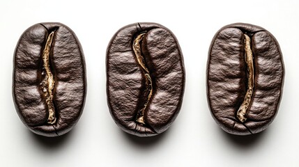 Poster - Roasted Coffee Beans on Solid White Background Generative AI