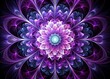 © vekin - Abstract Fractal Flower: White, Purple, Violet Swirling Design on Black - Luxury Wallpaper, Digital Art