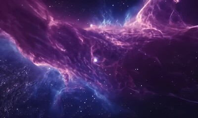 Aufkleber - Cosmic Nebula, Space, Purple, Blue, Glowing, Background, Design, Art