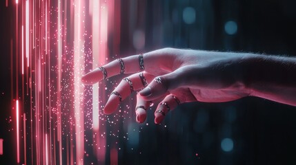 Poster - Human Hand Reaching Towards Futuristic Connection with AI Technology