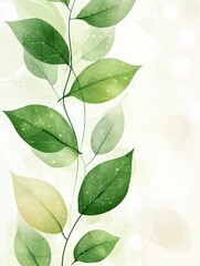 Poster - Lush Green Leaves with Soft Background and Gentle Light Effects in a Nature-Inspired Design