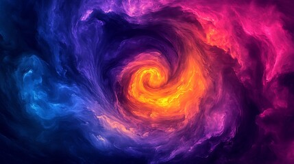 Wall Mural - Intense swirling nebula glows vibrantly with deep blues reds and oranges. AI Generated