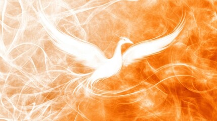 Wall Mural - Fiery Phoenix Bird Soaring Through Orange Smoke