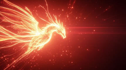 Wall Mural - Fiery Phoenix Dragon Energy Burst Abstract Art