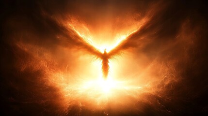 Wall Mural - Fiery Phoenix Rising from Celestial Flames