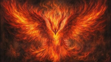Wall Mural - Fiery Phoenix Wings, Mythical Creature of Fire and Rebirth