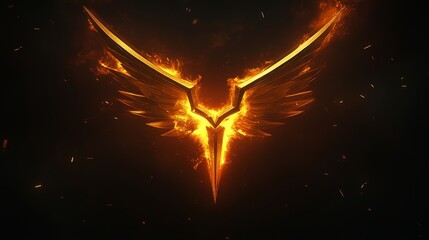 Wall Mural - Fiery Wings Emblem Blazing Inferno Dark Background