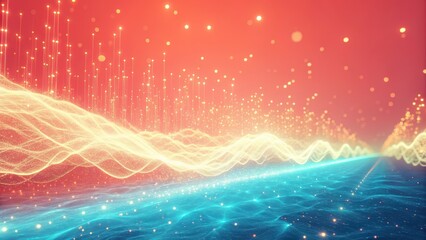 Canvas Print - technology background concept, Vibrant digital waves in a colorful gradient background