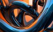 © Azril - Abstract metallic swirls, orange background, 3D render, design element