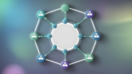 Poster - Networked People Icons With Central Copy Space on a Blurred Background