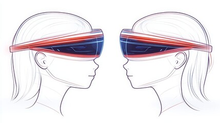 Poster - Futuristic Headsets Two Women Facing Each Other