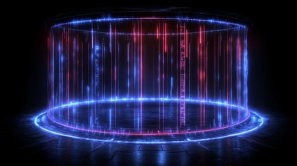 Poster - Futuristic Holographic Cylinder Portal Display