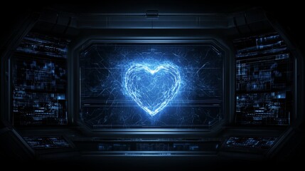 Poster - Futuristic Interface Displays Energetic Heart