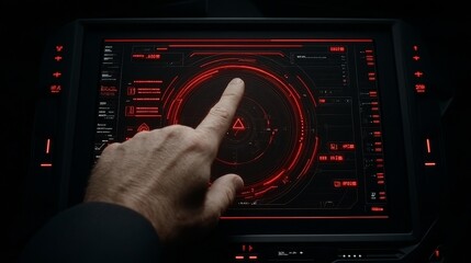 Poster - Futuristic Interface Hand Interaction Red Display