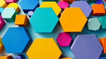 Poster - Vibrant geometric shapes colorful hexagonal and circular patterns dynamic motion