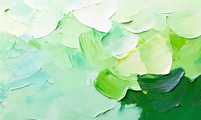 Wall Mural - abstraction of impasto painting green background. generative ai