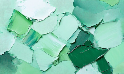 Wall Mural - abstraction of impasto painting green background. generative ai