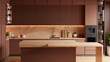 © Vanitjan - kitchen room interior in brown mocha mousse 2025 color with modern decoration - 3D rendering