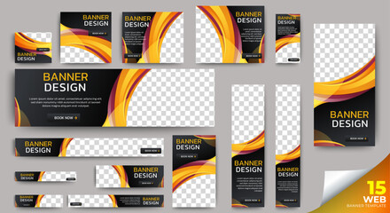 Fototapete - Corporate Web Banner Design template for advertising background, poster, flyer, cover and social media. vector
