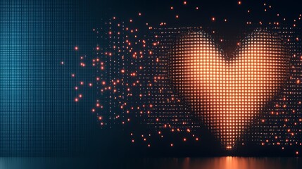 Poster - Glowing Digital Heart Abstract Art Design