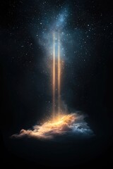 Wall Mural - Ethereal Light Beams in Cosmic Space Scene