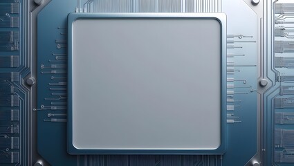 Poster - Abstract Tech Microchip Pattern on Blue Background for Screen Mockup