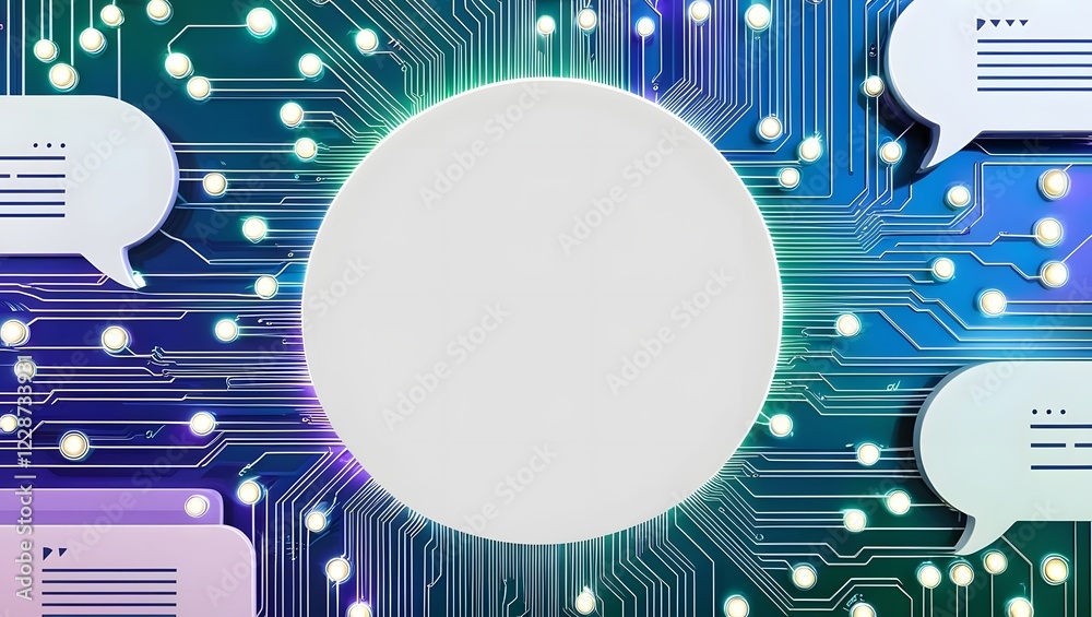 Circuit board chat bubbles, digital communication, technology, ai Stock ...