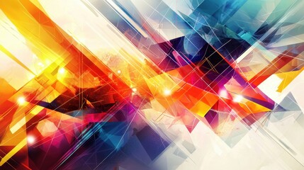 Poster - A colorful abstract painting with a lot of different shapes and lines