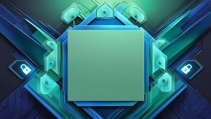Poster - Modern Security Tech Concept Green and Blue Neon Layout