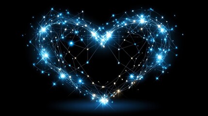 Poster - Glowing Network Heart Abstract Digital Art