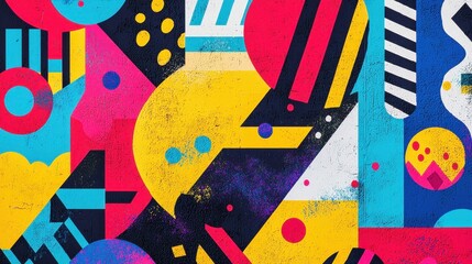 Poster - A colorful abstract painting with a lot of dots and shapes
