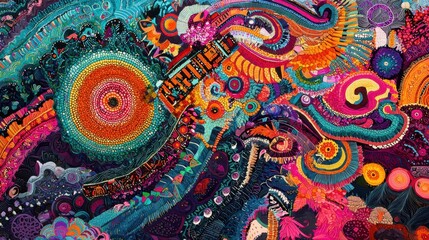 Poster - A colorful abstract painting with a large circle in the center