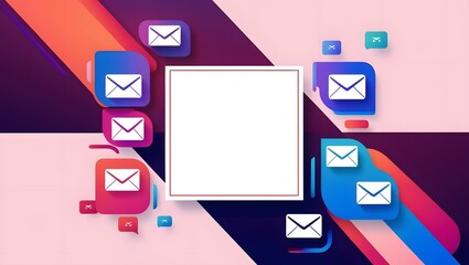 Poster - Email Message Notification Graphic with Blank Square Frame Copy Space