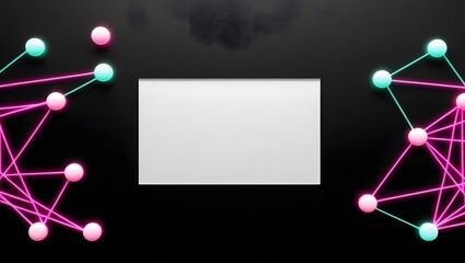 Poster - Data Network on Black with Blank White Space Central Message Area