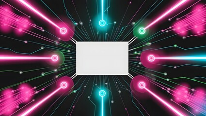 Poster - Glowing Technology Circuit Board Background with Space for Text or Logo