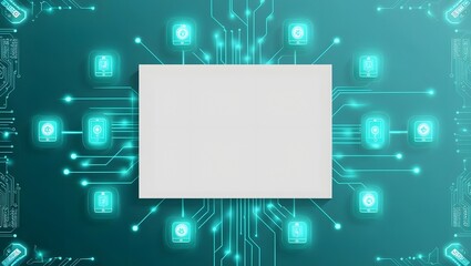 Poster - Tech Circuit Board Connected Devices with Copy Space in Center