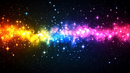 Wall Mural - A vibrant cosmic scene with a colorful nebula and twinkling stars against a dark space background symbolizing the vast beauty of the universe and endless possibilities of space exploration

