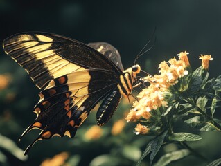 Poster - Black and Yellow Butterfly on Yellow Flower