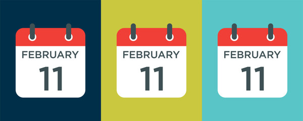 Wall Mural - calendar - February 11 icon illustration isolated vector sign symbol