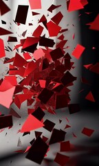 Aufkleber - Red geometric shapes explode; grey background; abstract art