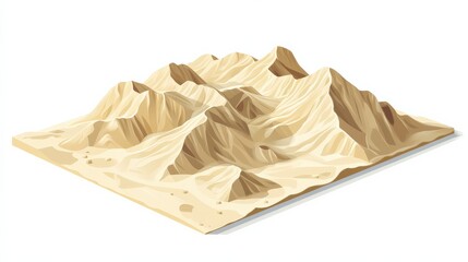 Poster - A detailed illustration of a mountainous landscape showcasing rugged terrain and natural features
