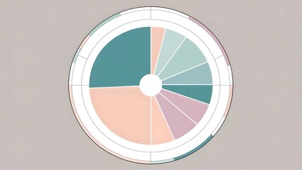 Poster - Circular Chart Graph with Slices in Pastel Colors on a Gray Backdrop
