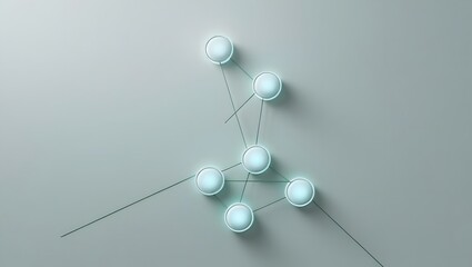 Aufkleber - Glowing Network Nodes on Soft Gray Background for Tech and Business