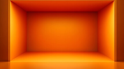 Poster - bright orange empty room interior design