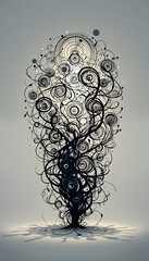 Poster - Abstract Swirling Spiral Design Tree Artwork