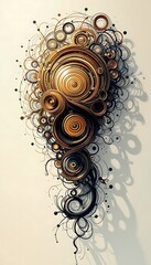 Poster - Abstract Golden Circular Design With Swirling Lines