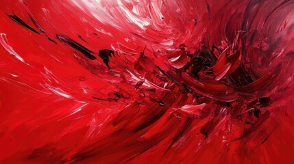 Poster - Abstract Expression of Passion and Energy in Vibrant Red Hues with Dynamic Brushstrokes Creating Movement and Emotion in a Dramatic Artistic Composition