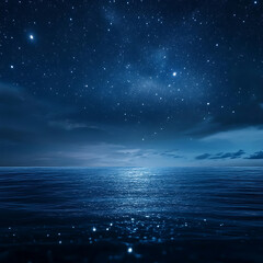 Wall Mural - starry night over a calm ocean, reflections of constellations in the water